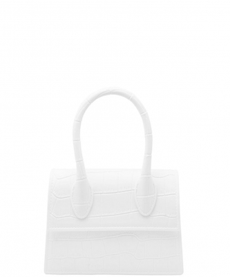 Fashion Smooth Croc Handle Bag PM0722-7156 WHITE/